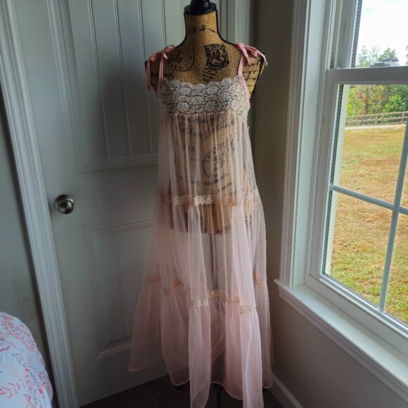 Union Made Dresses & Skirts - VTG Pink Slip Sheer Dress Size Medium